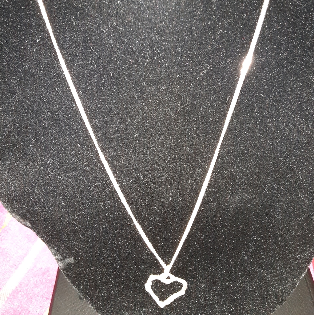 Sterling Silver Open Heart Necklace
